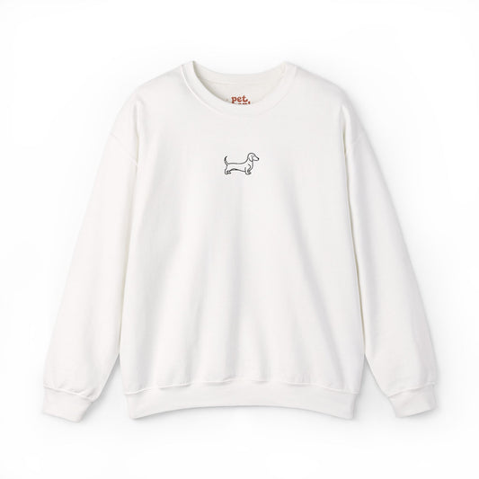 Minimal Dachshund Embroidered Crewneck Sweatshirt - Black Outline