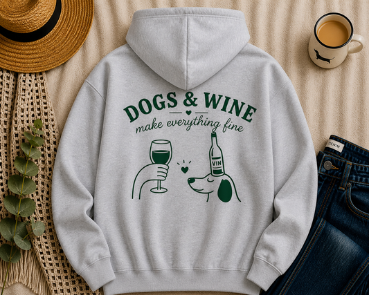 Dogs and Wine Graphic Hoodie