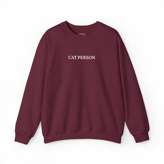 Cat Person Embroidered Sweatshirt - White Text Edition