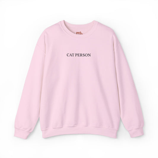 Cat Person Embroidered Sweatshirt - Black Text Edition