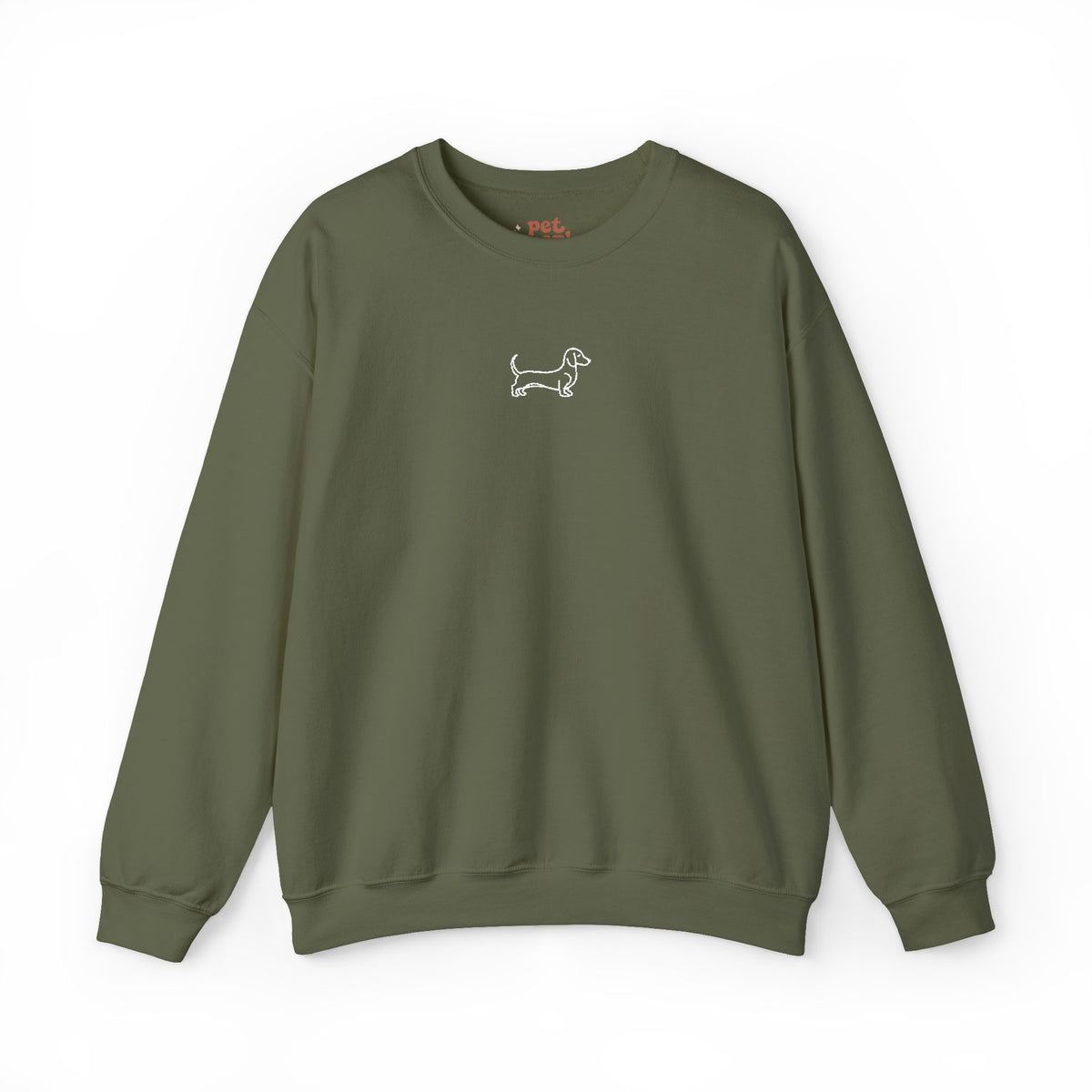 Minimal Dachshund Embroidered Crewneck Sweatshirt - White Outline