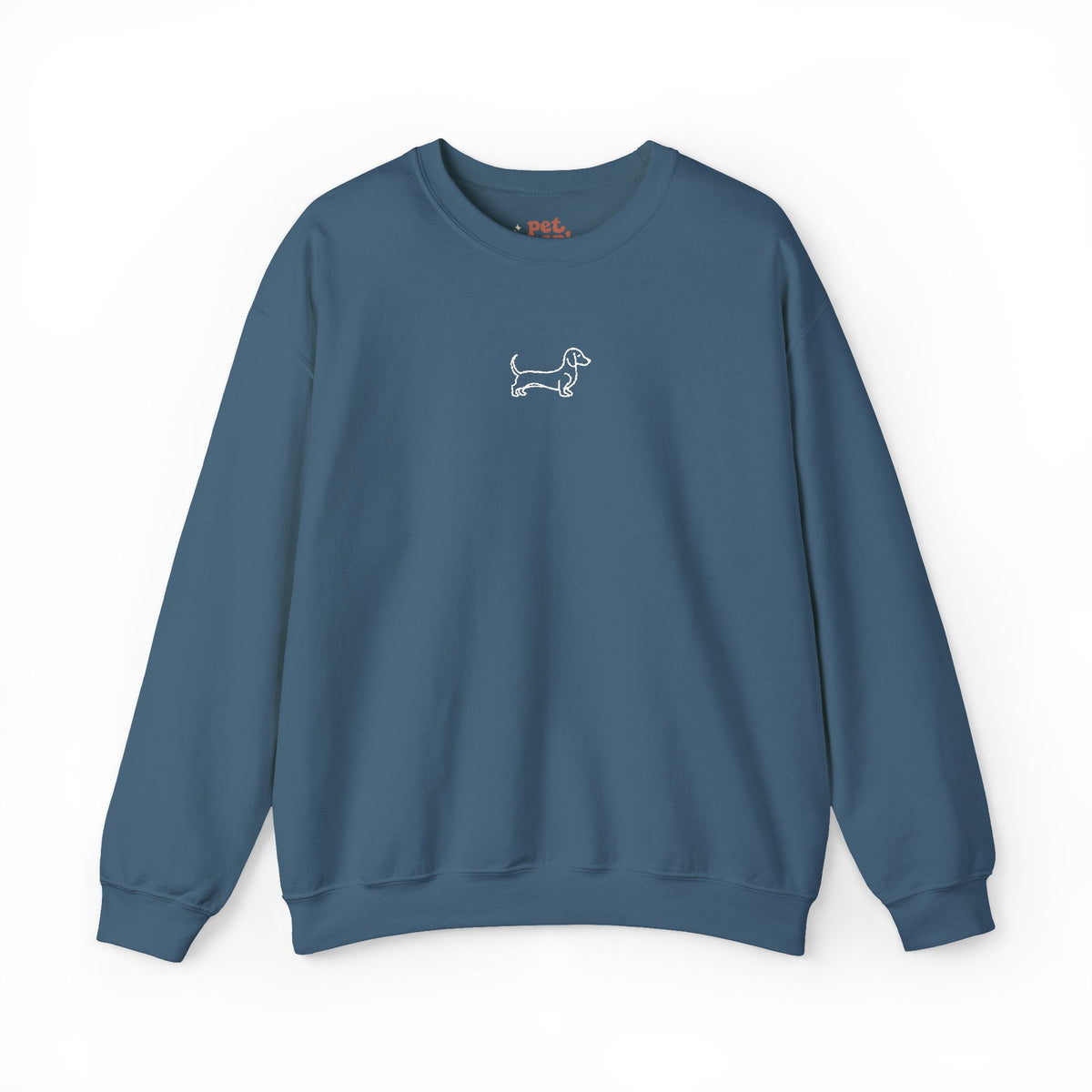 Minimal Dachshund Embroidered Crewneck Sweatshirt - White Outline