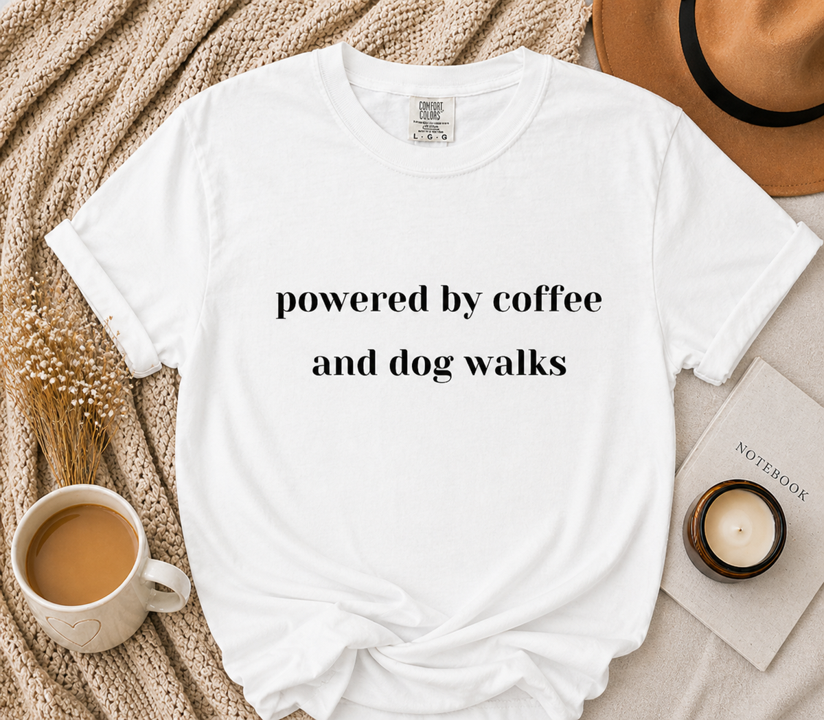 Powered by Coffee and Dog Walks Tee