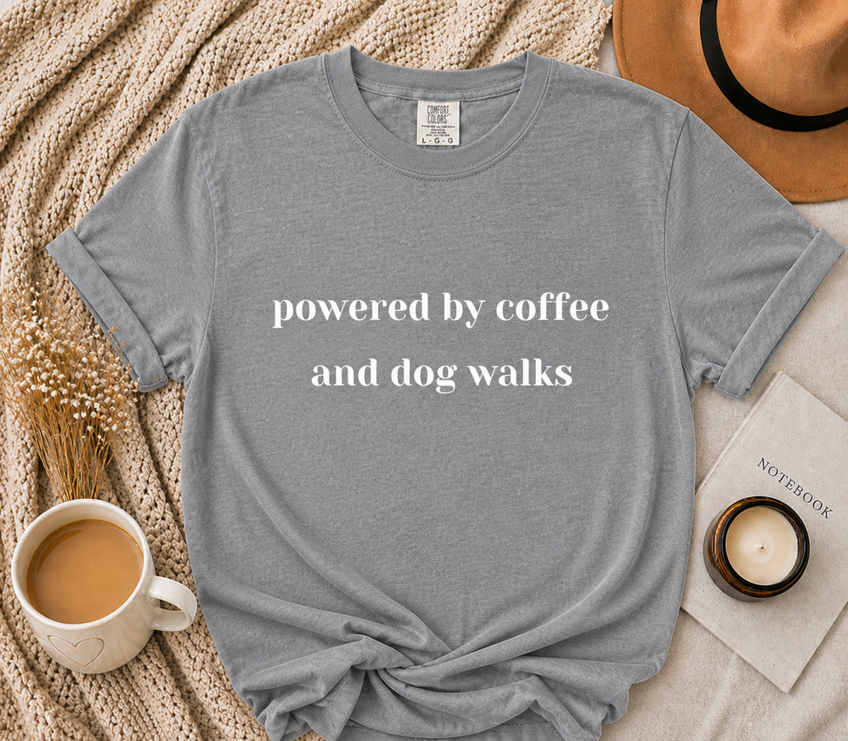 Powered by Coffee and Dog Walks Tee