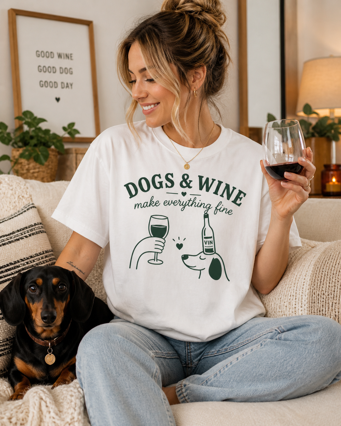 Dogs and Wine Graphic Tee