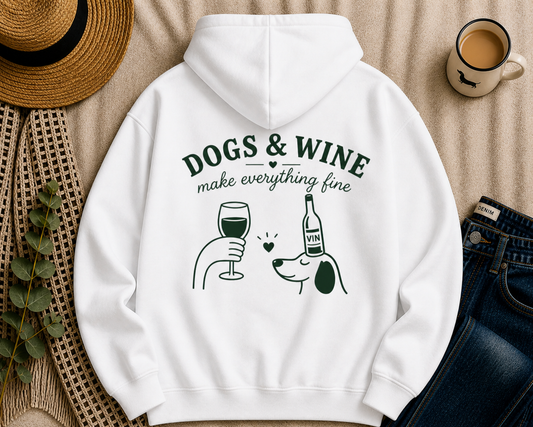 Dogs and Wine Graphic Hoodie