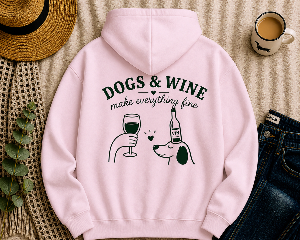 Dogs and Wine Graphic Hoodie