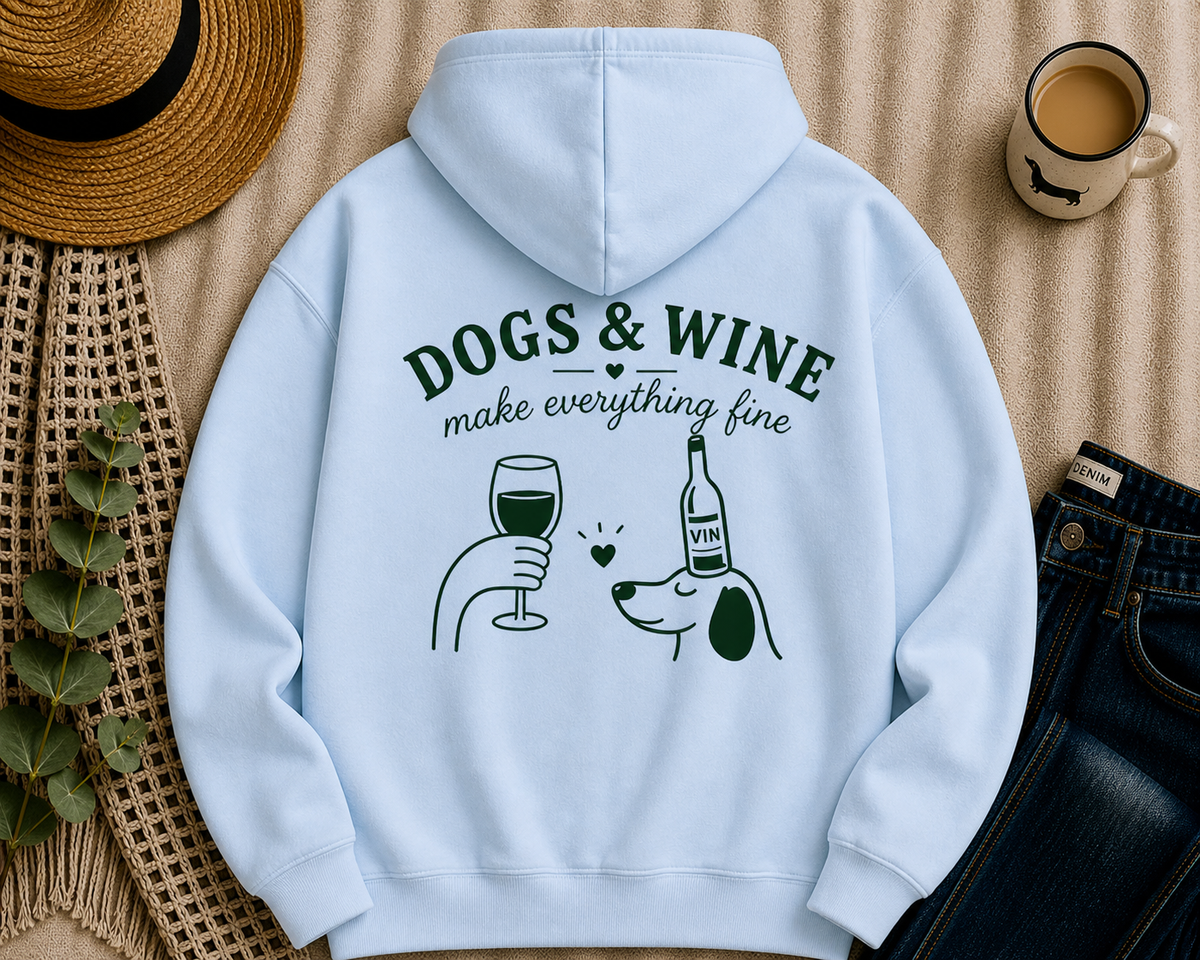 Dogs and Wine Graphic Hoodie