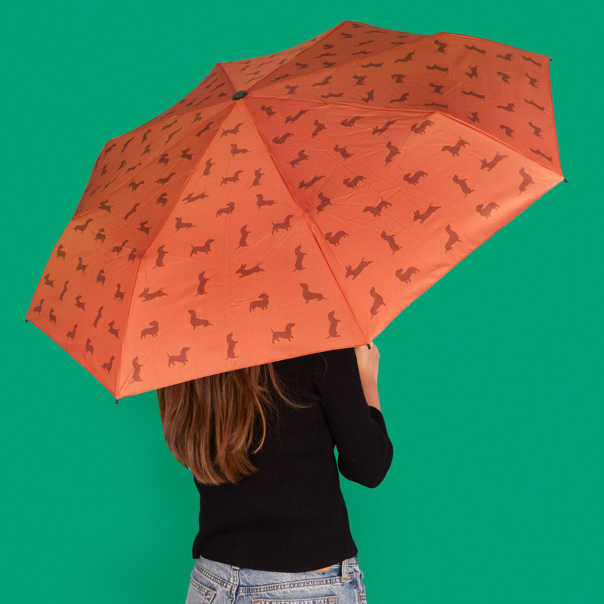 Festive Brown Sausage Dog Umbrella