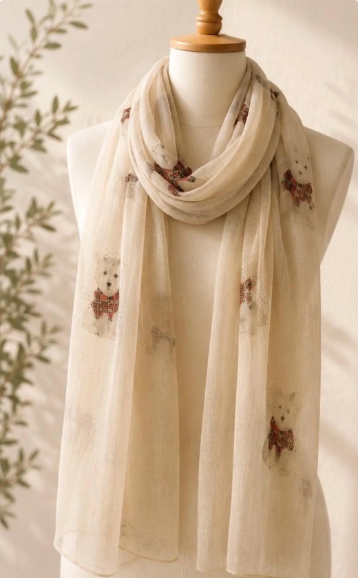 Westie Dog Print Scarf