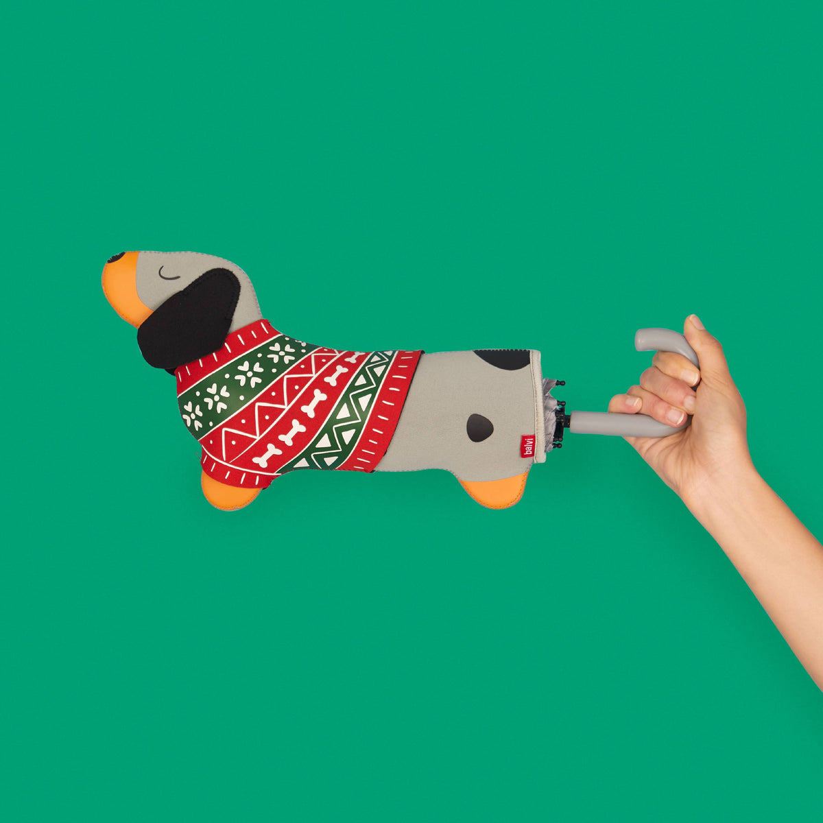 Festive Grey Dapple Sausage Dog Umbrella